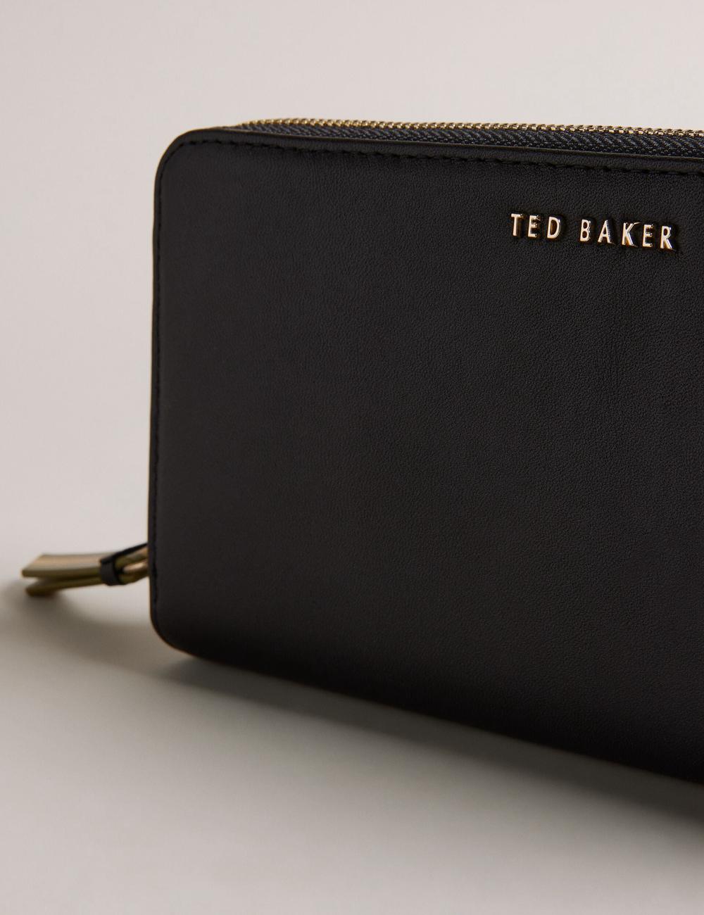 Women Ted Baker DARCIEA - Smooth Leather Zip Around Large Purses Black | UBLM43051