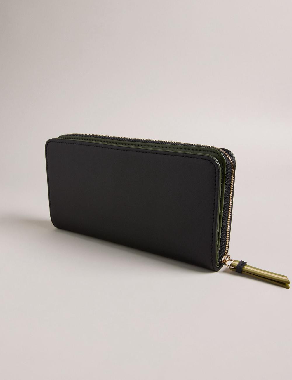 Women Ted Baker DARCIEA - Smooth Leather Zip Around Large Purses Black | UBLM43051