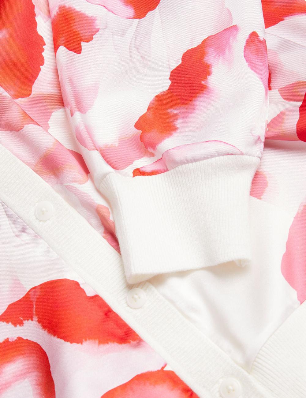 Women Ted Baker DARCIYY - Printed Front 3/4 Sleeve Cardigans Ivory | CNQB53780