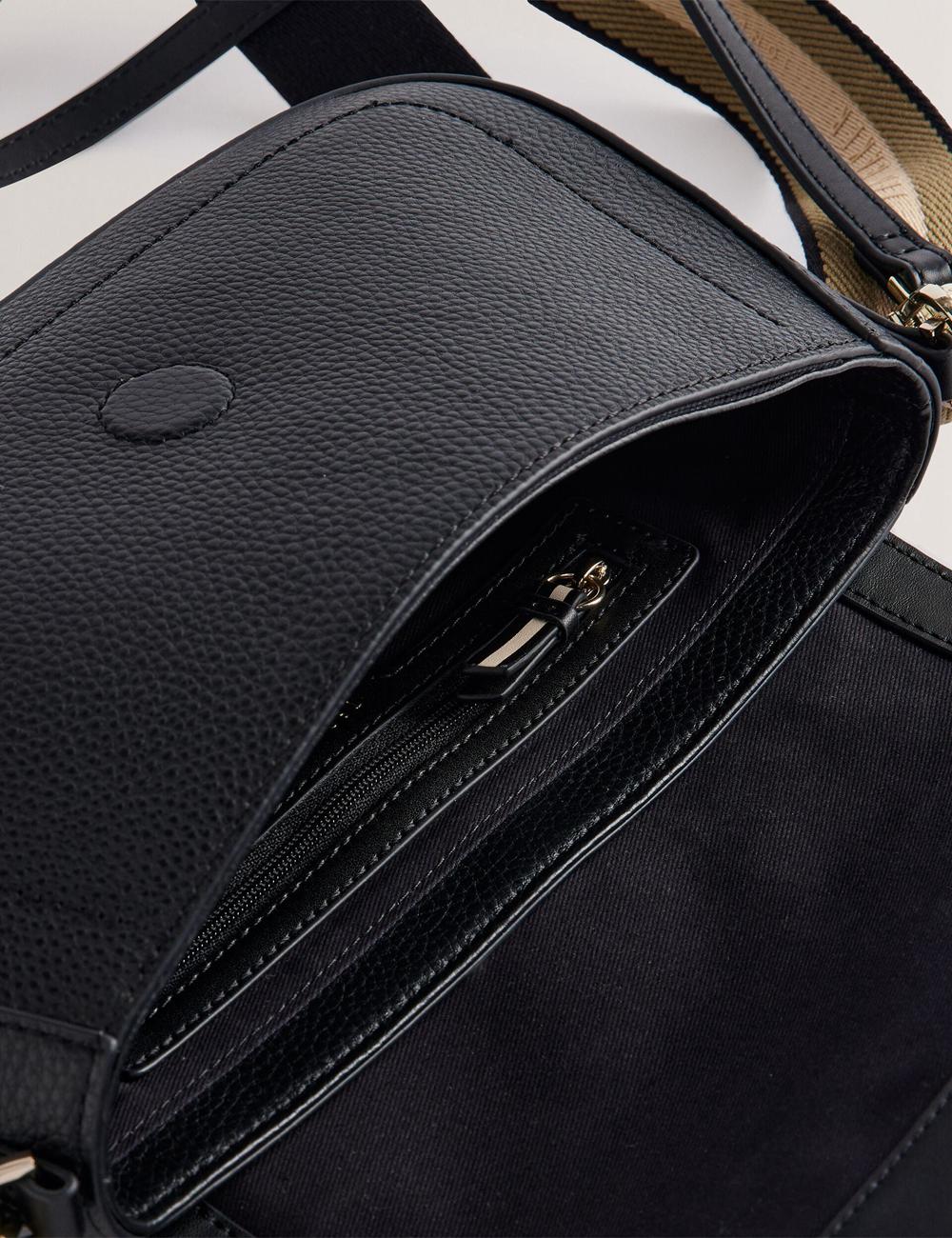 Women Ted Baker DARILIE - Leather Webbing East West Satchel Satchel Bags Black | MTVS75316