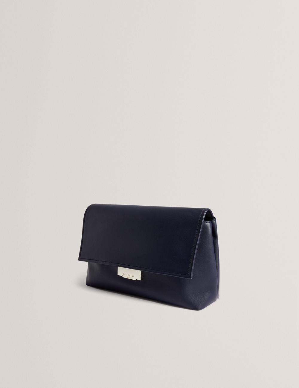 Women Ted Baker DEMAE - Leather Fold Over Chain Shoulder Bags Navy | PSGV15087