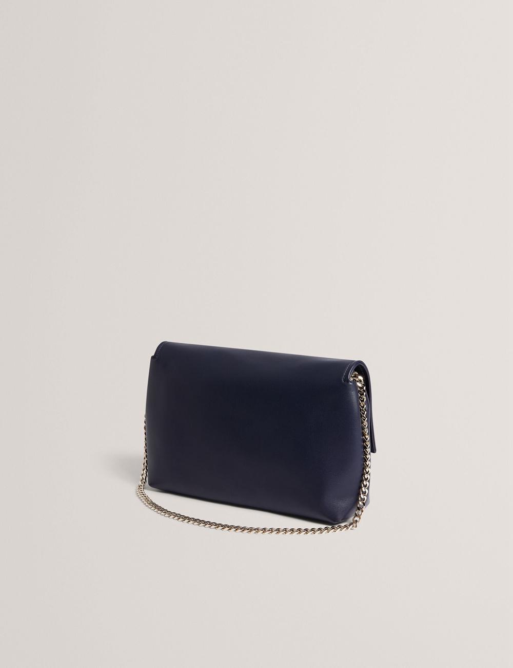Women Ted Baker DEMAE - Leather Fold Over Chain Shoulder Bags Navy | PSGV15087