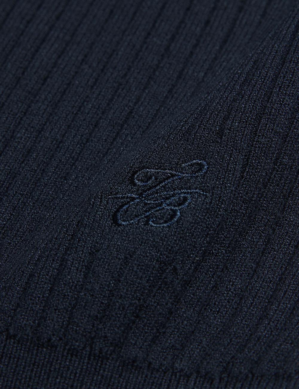 Women Ted Baker ELLIHAA - Ribbed Knit Half Sleeve Tops Navy | AXGW07682