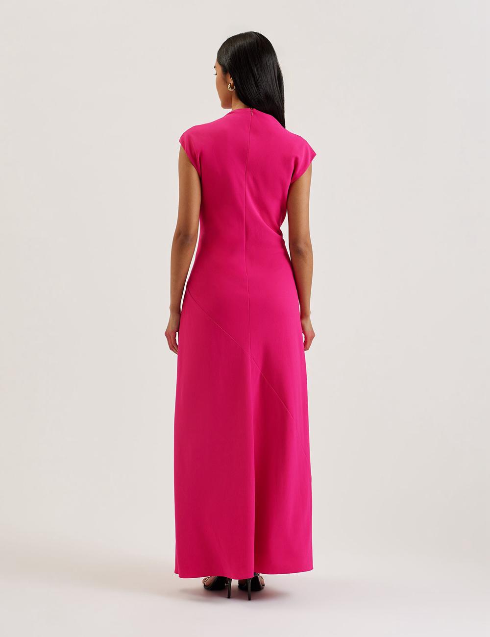 Women Ted Baker EREAS - Drape Neckline Cap Sleeve Maxi Dresses Pink | LOZG62514