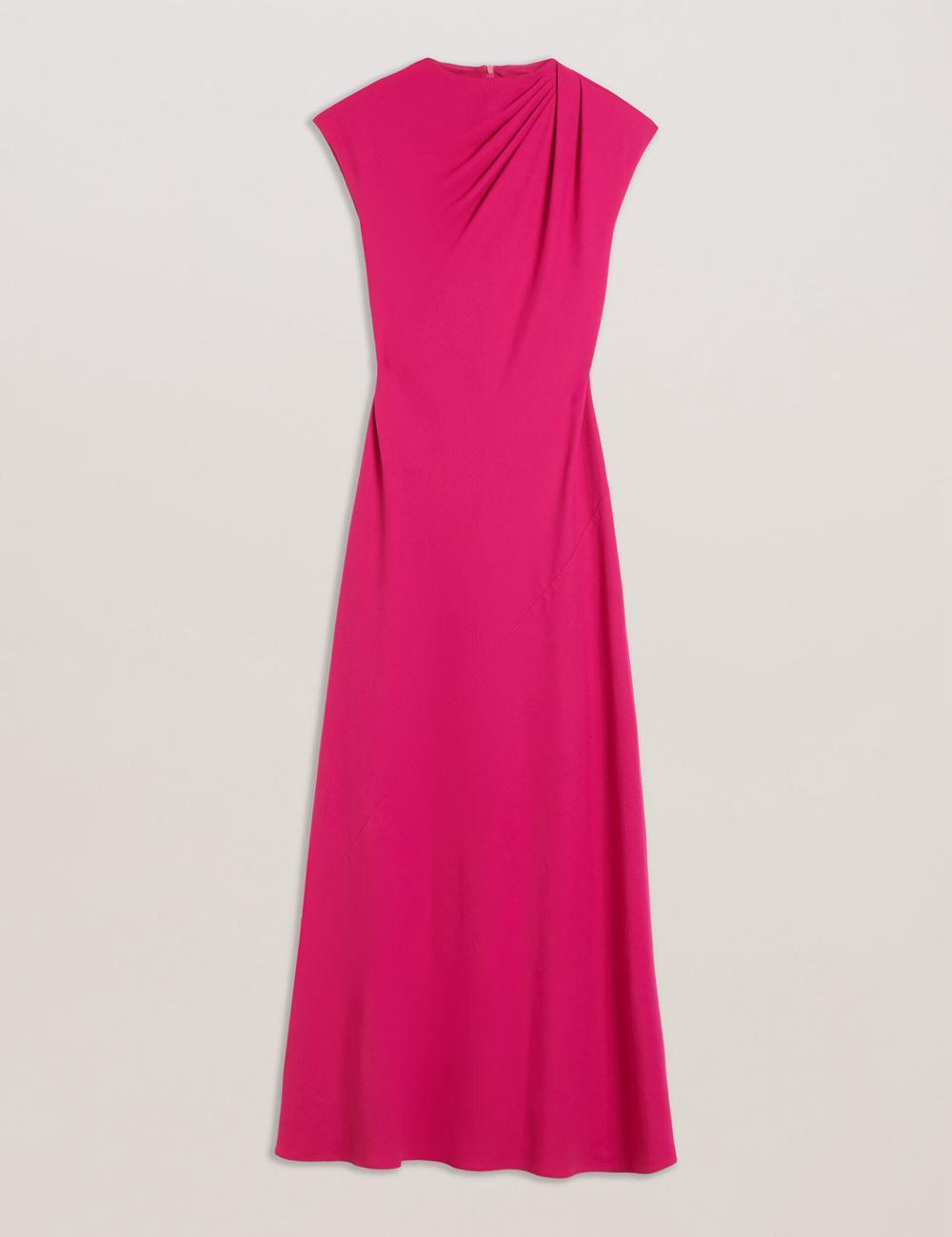 Women Ted Baker EREAS - Drape Neckline Cap Sleeve Maxi Dresses Pink | LOZG62514
