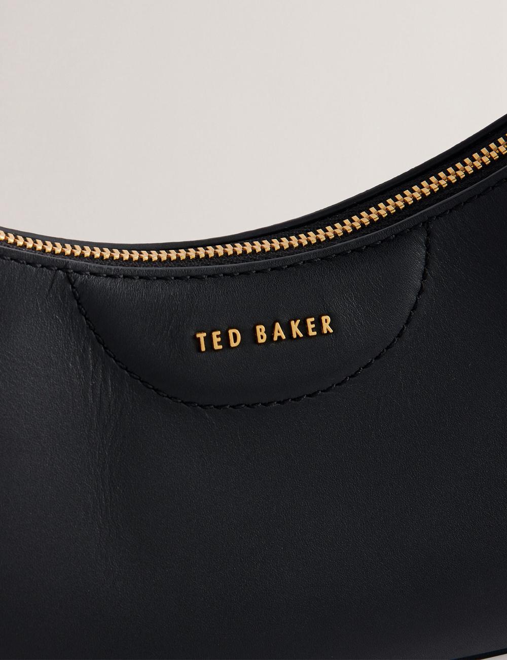 Women Ted Baker ESSIY - Leatheruette With Webbing Strap Shoulder Bags Black | GECK82906