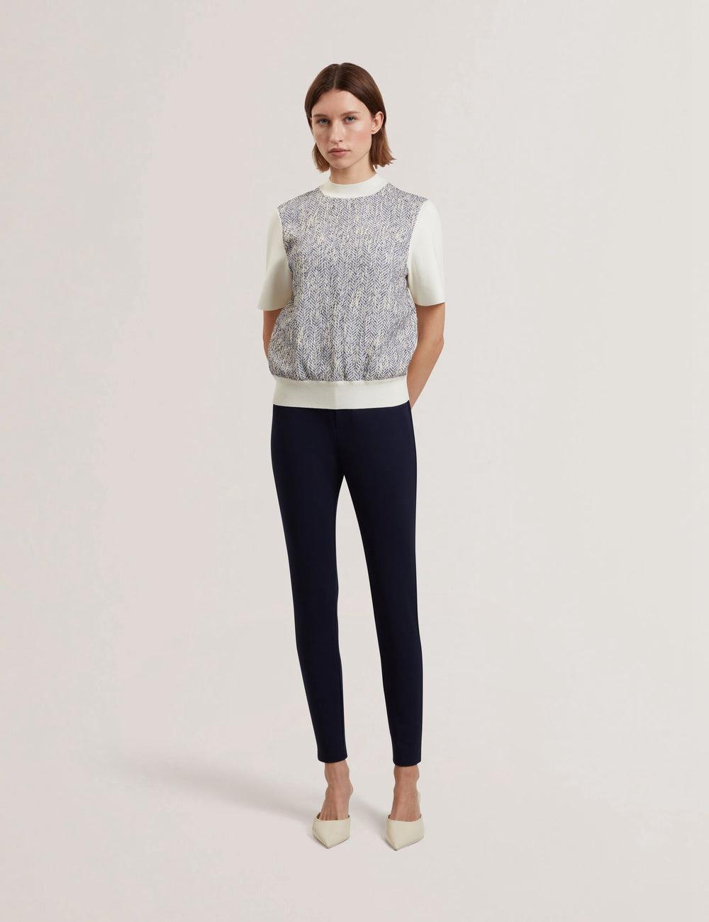 Women Ted Baker FELINDA - Fly Front Stretchy Leggings Navy | CNVR72163