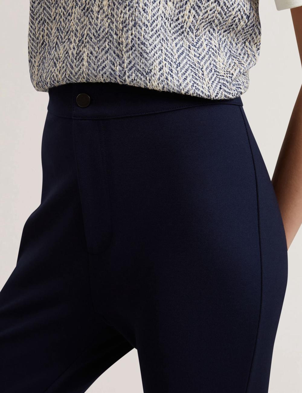 Women Ted Baker FELINDA - Fly Front Stretchy Leggings Navy | CNVR72163