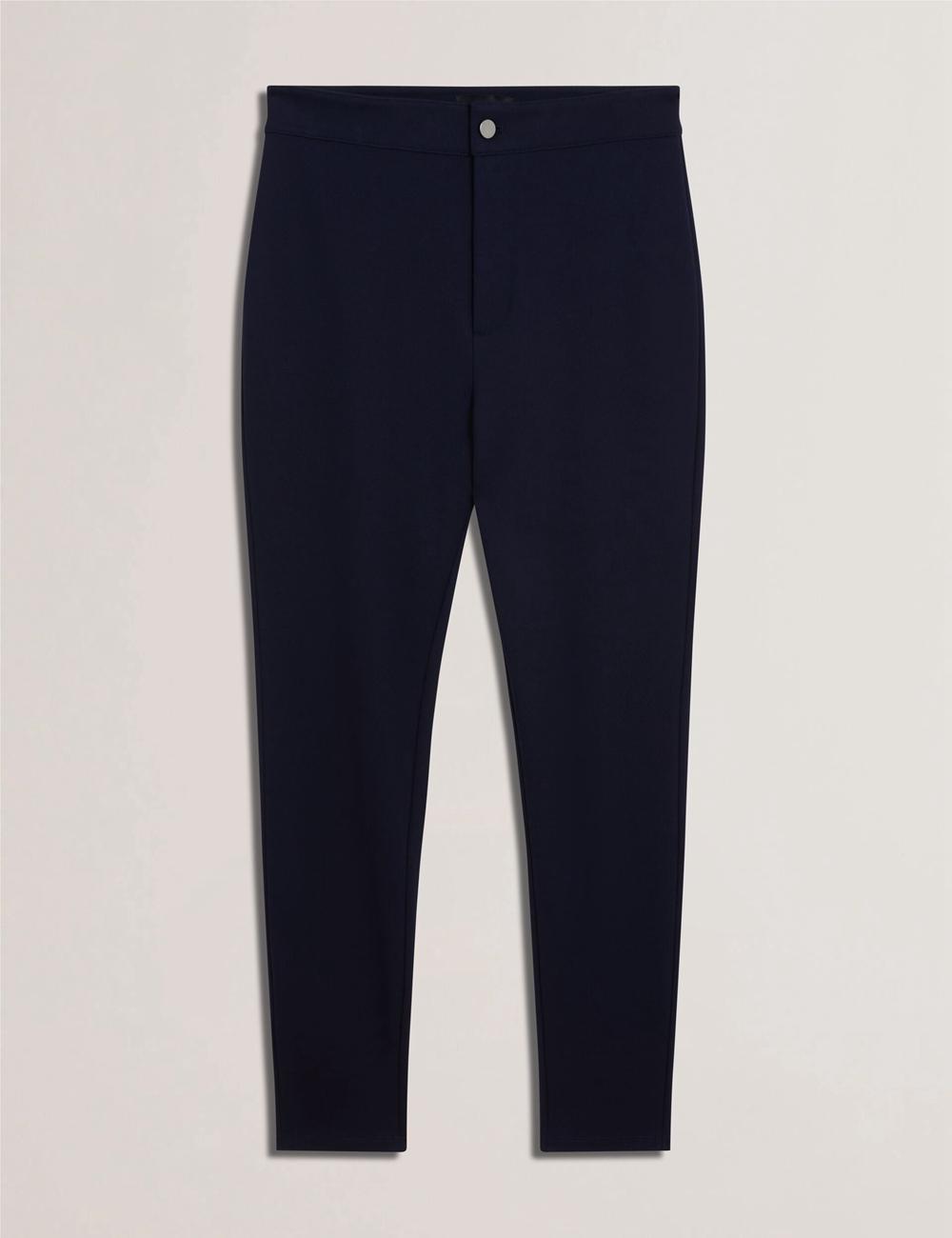 Women Ted Baker FELINDA - Fly Front Stretchy Leggings Navy | CNVR72163