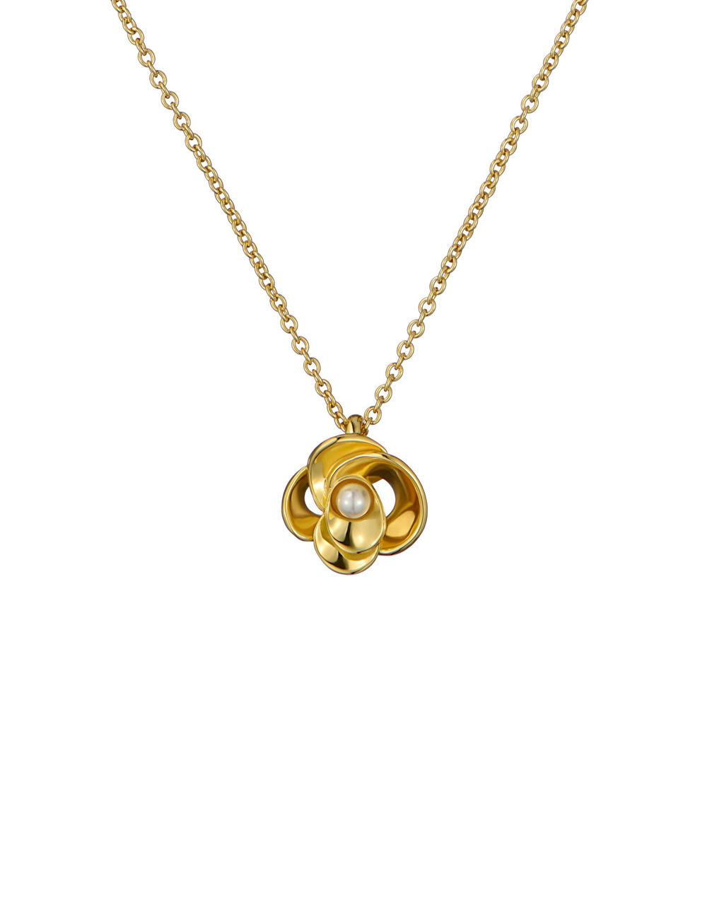 Women Ted Baker FLORA - Pearl Detail Flower Pendant Necklaces Gold | OREN17824