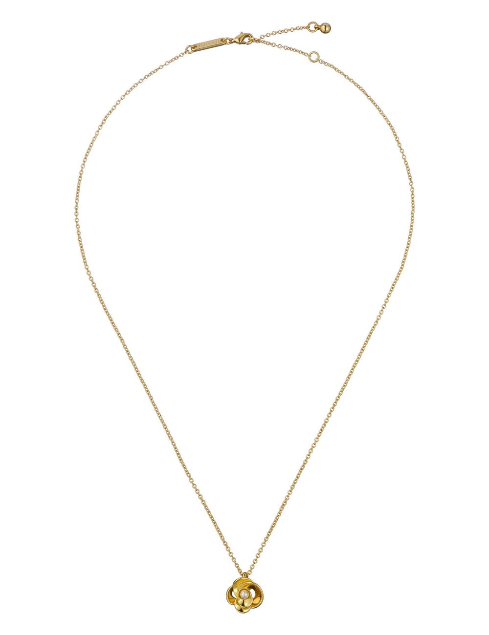 Women Ted Baker FLORA - Pearl Detail Flower Pendant Necklaces Gold | OREN17824