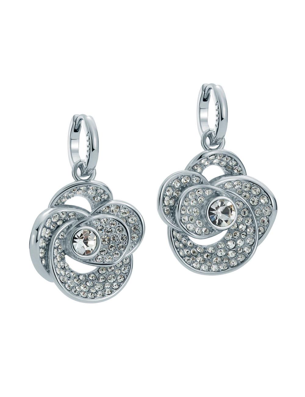 Women Ted Baker FLORENCE - Crystal Flower Pendant Huggie Earrings Silver | UAQE81579