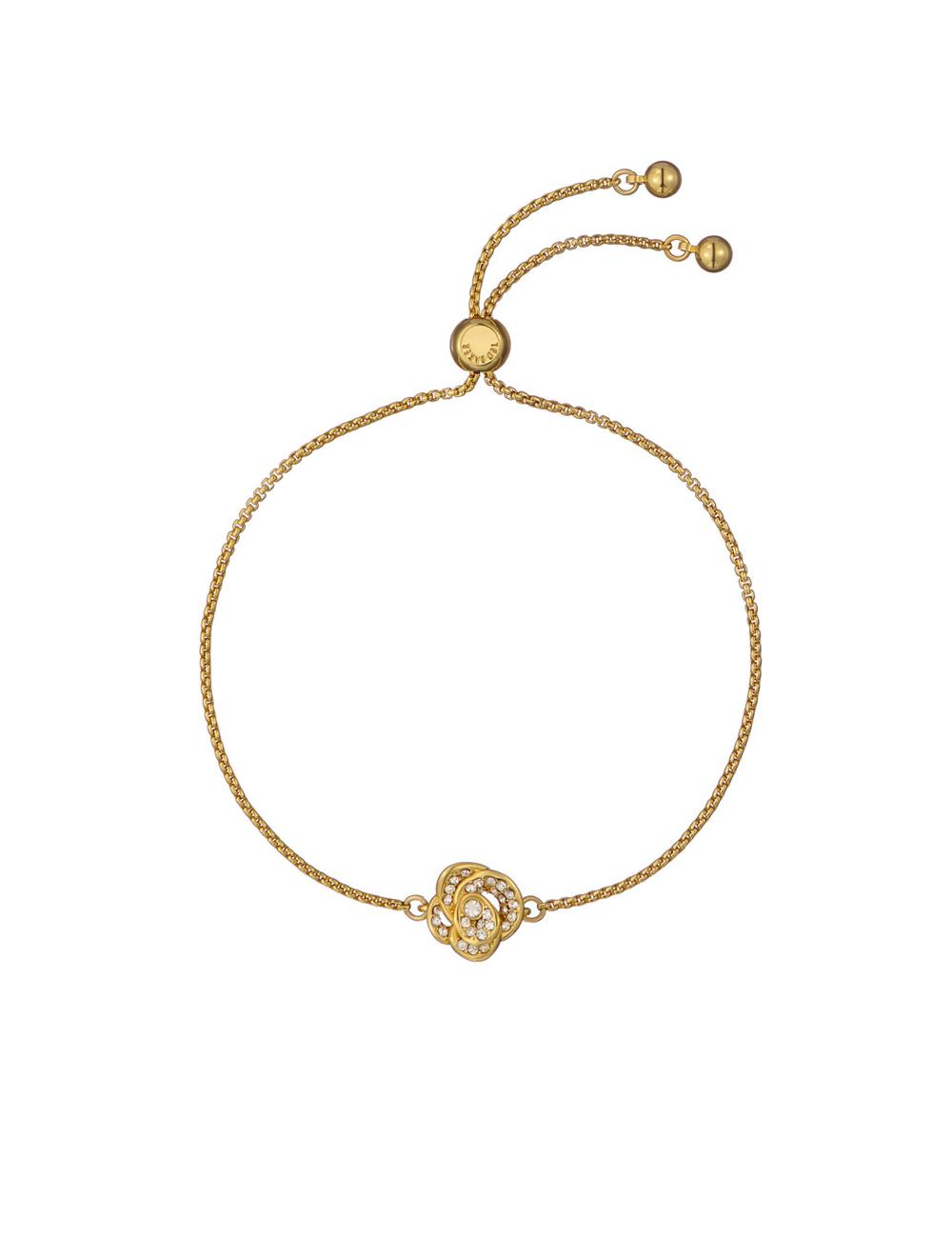 Women Ted Baker FLORINA - Crystal Flower Adjustable Bracelets Gold | VQZA25810