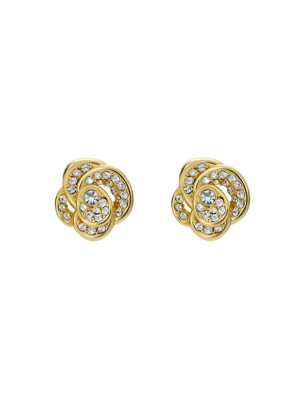 Women Ted Baker FLORINE - Crystal Flower Stud Earrings Gold | BZFM80719