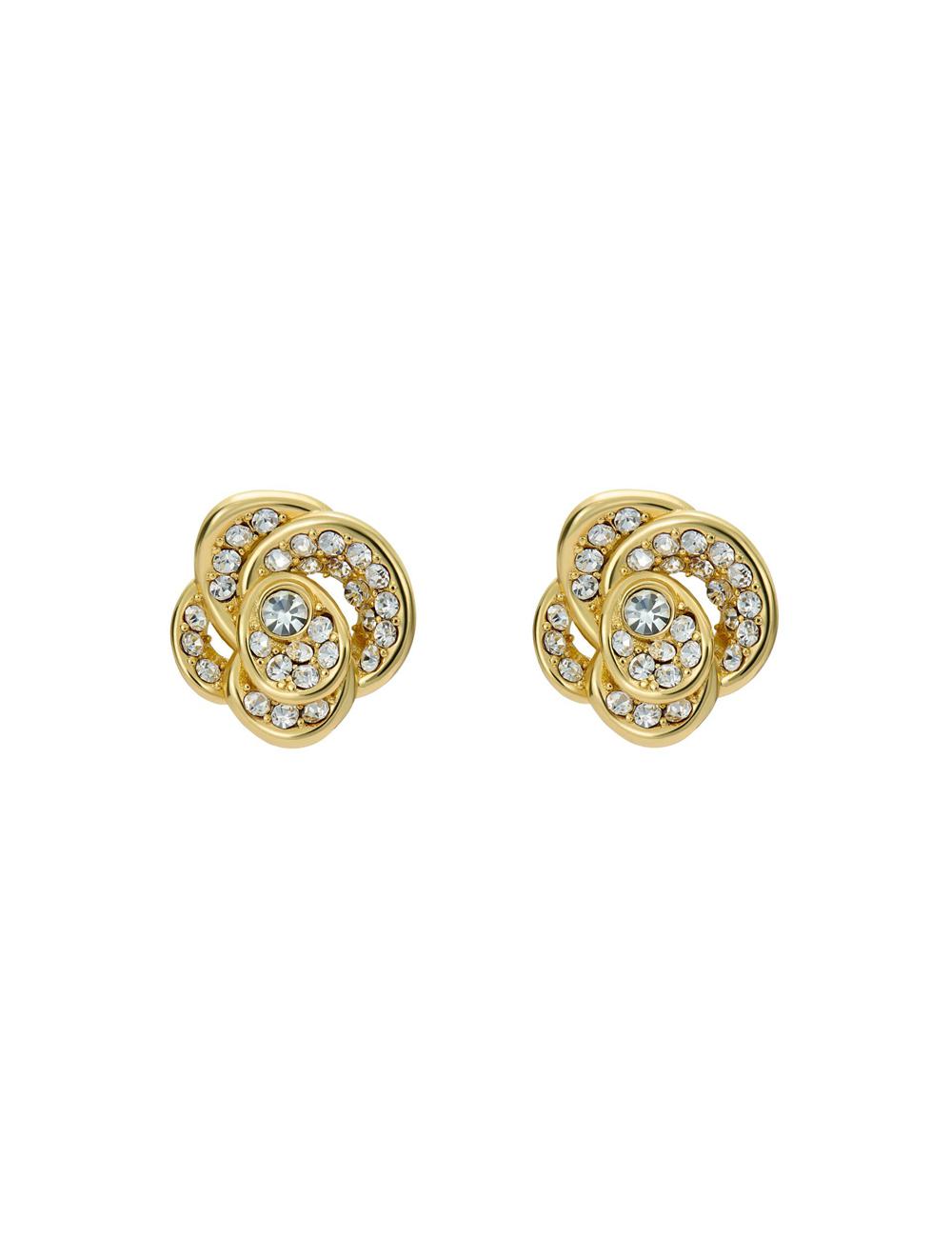 Women Ted Baker FLORINE - Crystal Flower Stud Earrings Gold | BZFM80719