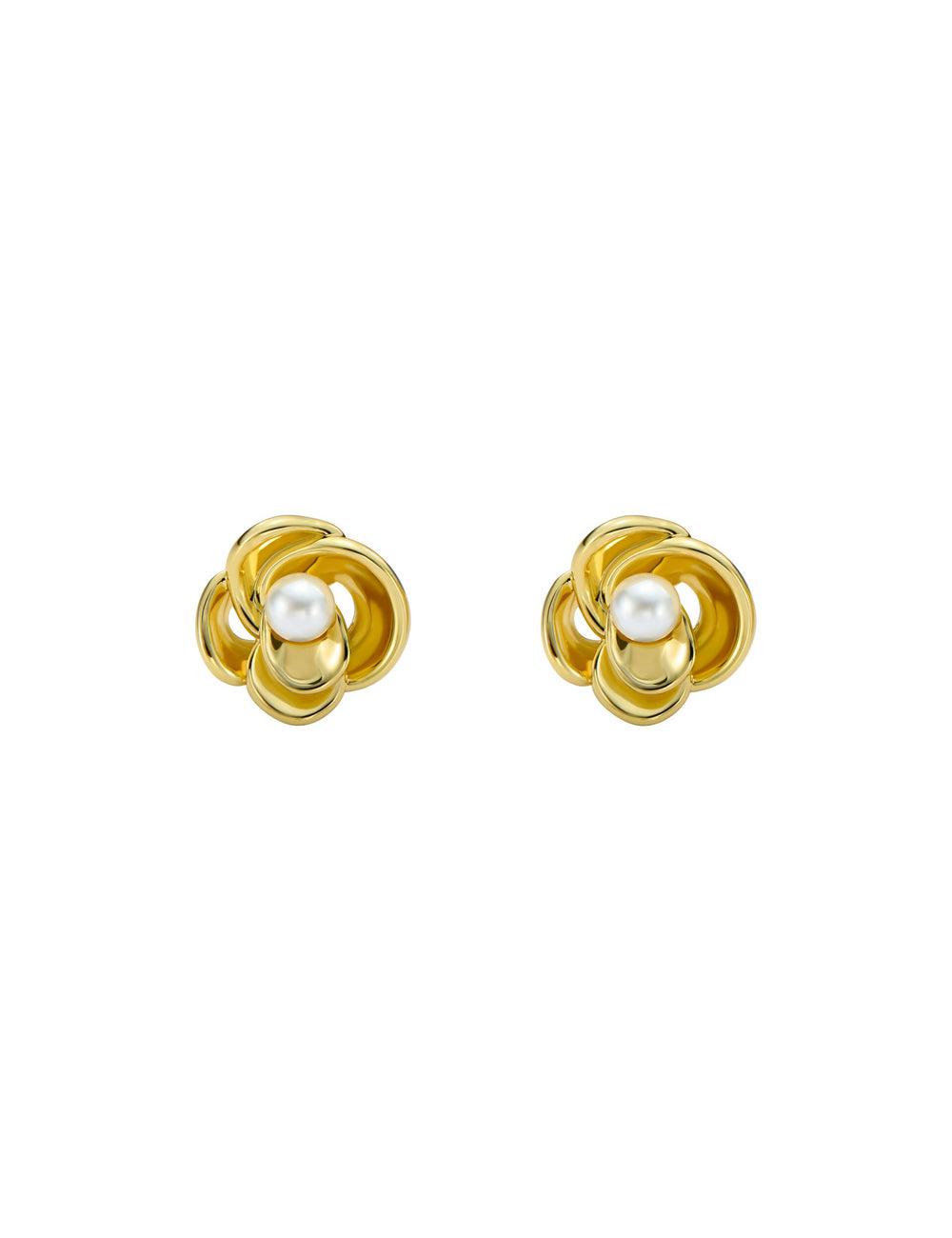 Women Ted Baker FLO - Pearl Flower Stud Earrings Gold | TOBN25938