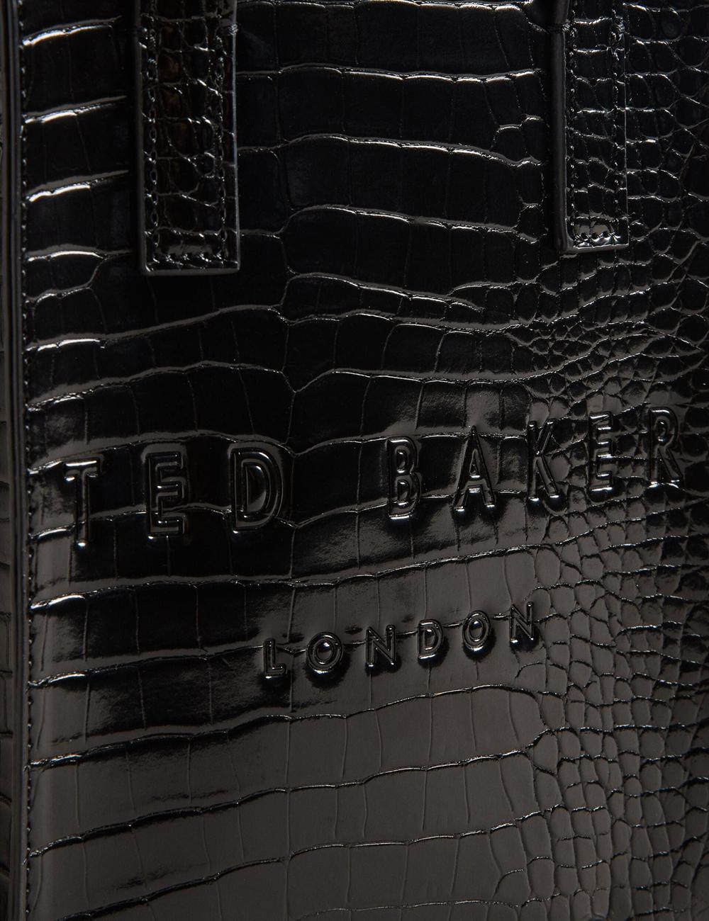 Women Ted Baker GATOCON - Mini Croc Effect Icon Tote Bags Black | GODP69053