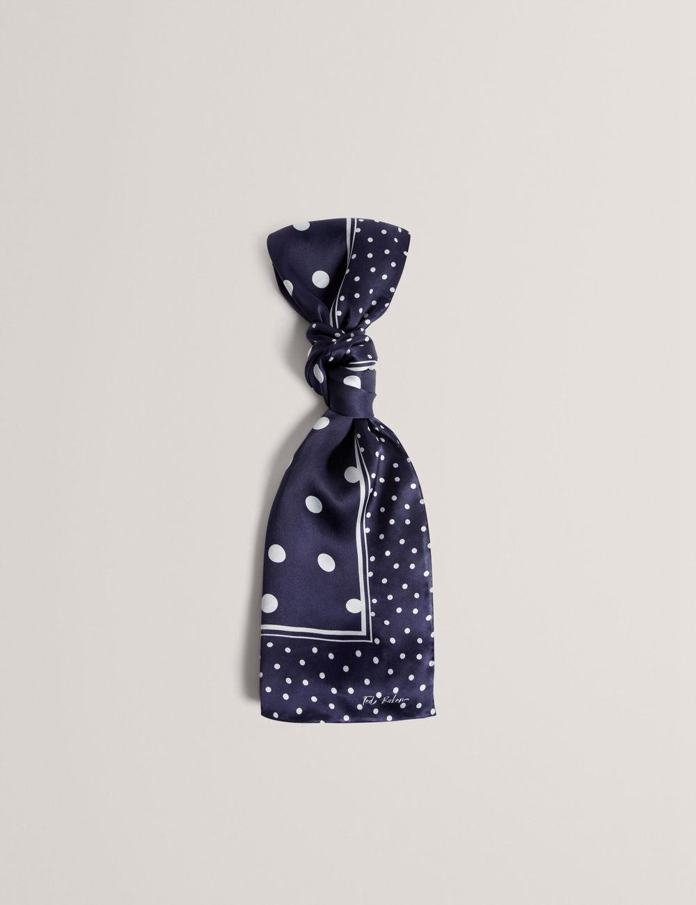 Women Ted Baker GILLS - Polka Dot Print Long Satin Silk Scarves Navy | BEHJ68074