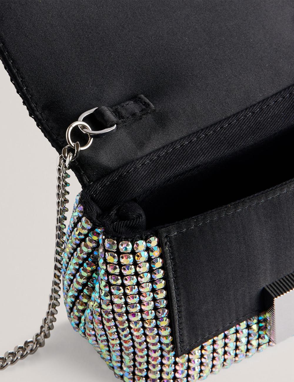 Women Ted Baker GLITERS - Crystal Embellished Mini Crossbody Bags Silver | VJRF72458