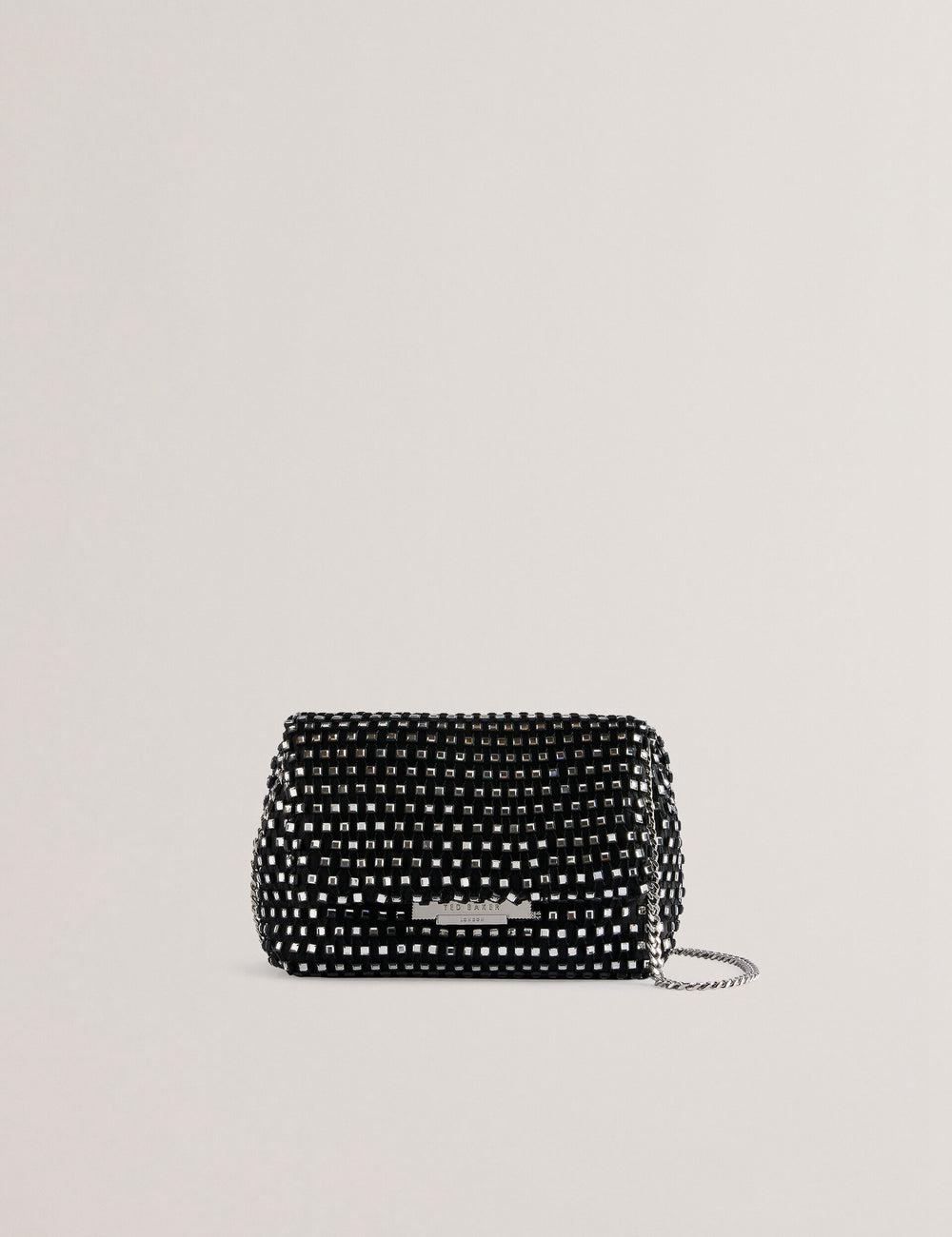 Women Ted Baker GLITSZI - Crystal Cage Mini Crossbody Bags Black | NPBU96810