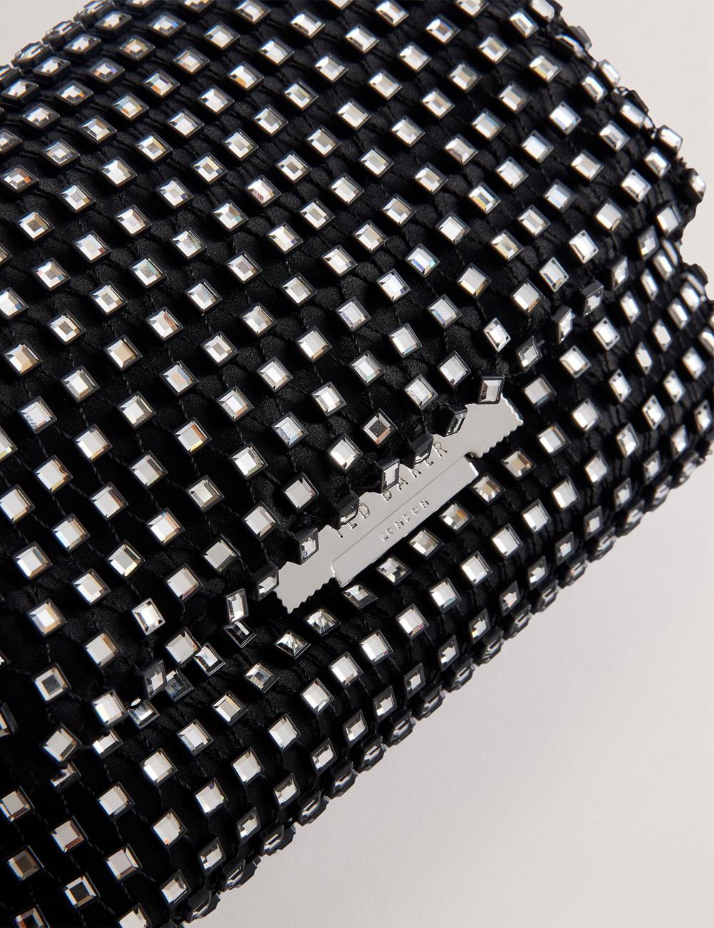 Women Ted Baker GLITSZI - Crystal Cage Mini Crossbody Bags Black | NPBU96810