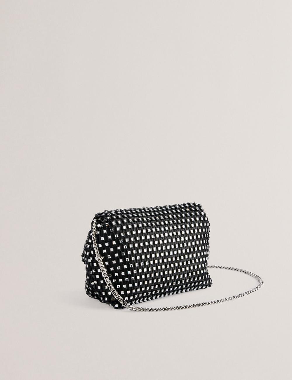 Women Ted Baker GLITSZI - Crystal Cage Mini Crossbody Bags Black | NPBU96810