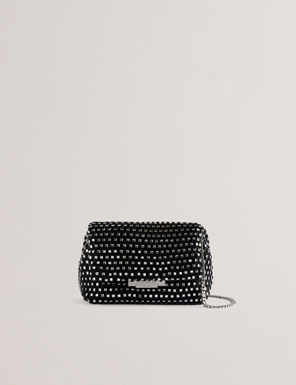 Women Ted Baker GLITSZI - Crystal Cage Mini Crossbody Bags Black | NPBU96810