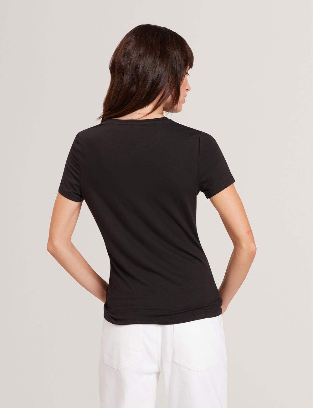 Women Ted Baker GORGAA - Floral Graphic Fitted Short Sleeve T-Shirts Black | HDFK35208