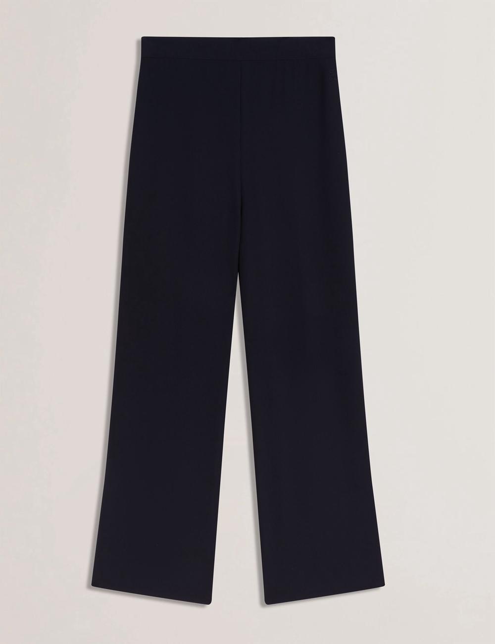 Women Ted Baker GORJJA - Piping Detail Wide Leg Crepe Trousers Navy | SJNF47289
