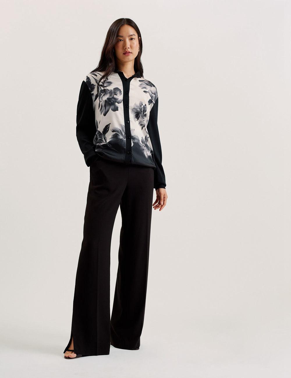 Women Ted Baker GWEENN - Monochrome Print Woven Front Cardigans Black | GMTK13498