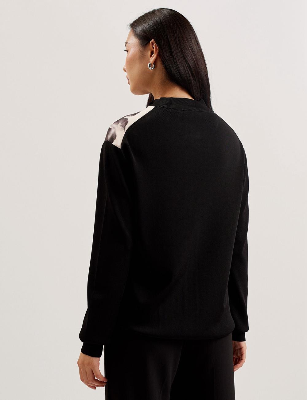 Women Ted Baker GWEENN - Monochrome Print Woven Front Cardigans Black | GMTK13498