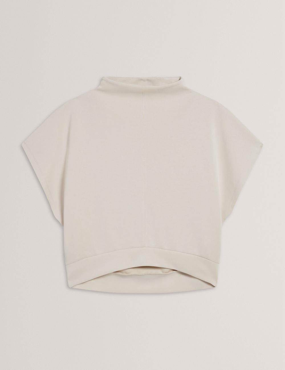 Women Ted Baker HALIYY - Funnel Neck Boxy Short Sleeve Sweatshirts Ivory | FDWE84906