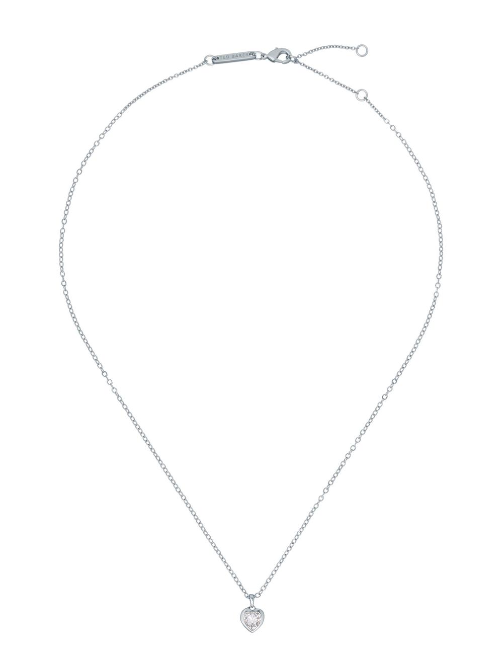 Women Ted Baker HANNELA - Solitaire Crystal Heart Pendant Necklaces Silver | GPYD80157
