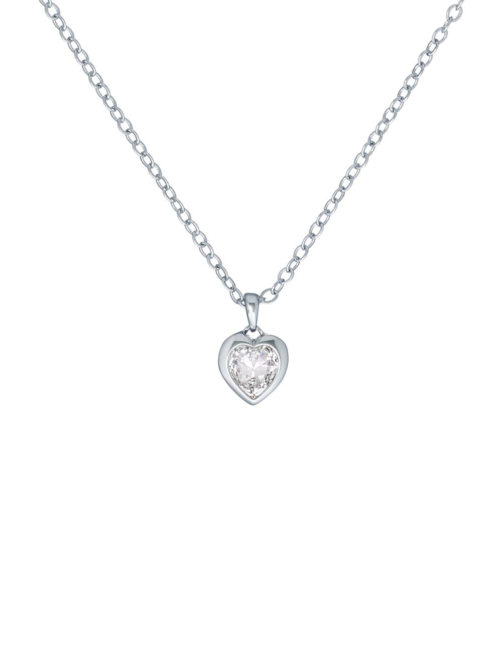 Women Ted Baker HANNELA - Solitaire Crystal Heart Pendant Necklaces Silver | GPYD80157