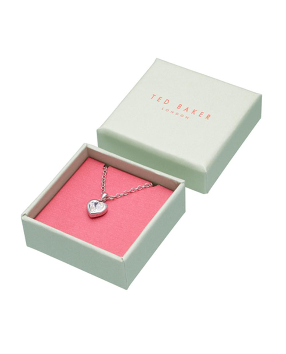 Women Ted Baker HANNELA - Solitaire Crystal Heart Pendant Necklaces Silver | GPYD80157