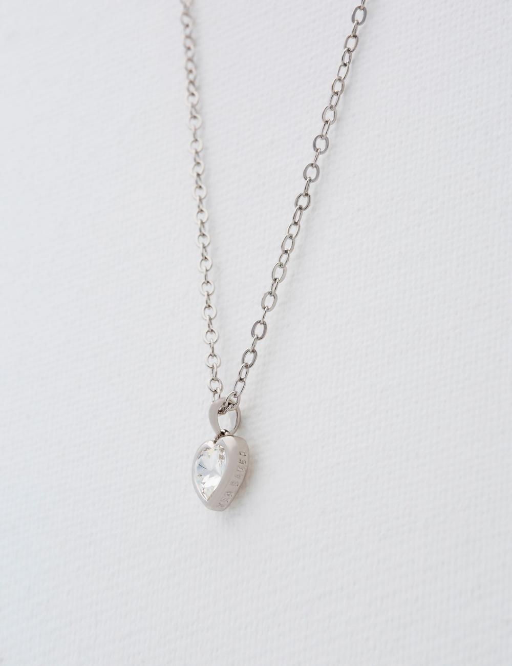 Women Ted Baker HANNELA - Solitaire Crystal Heart Pendant Necklaces Silver | GPYD80157