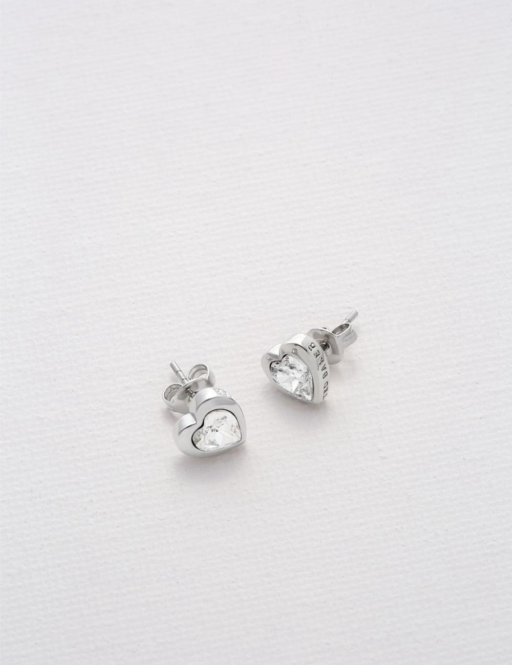 Women Ted Baker HAN - Solitaire Crystal Heart Stud Earrings Silver | ZGVH08715