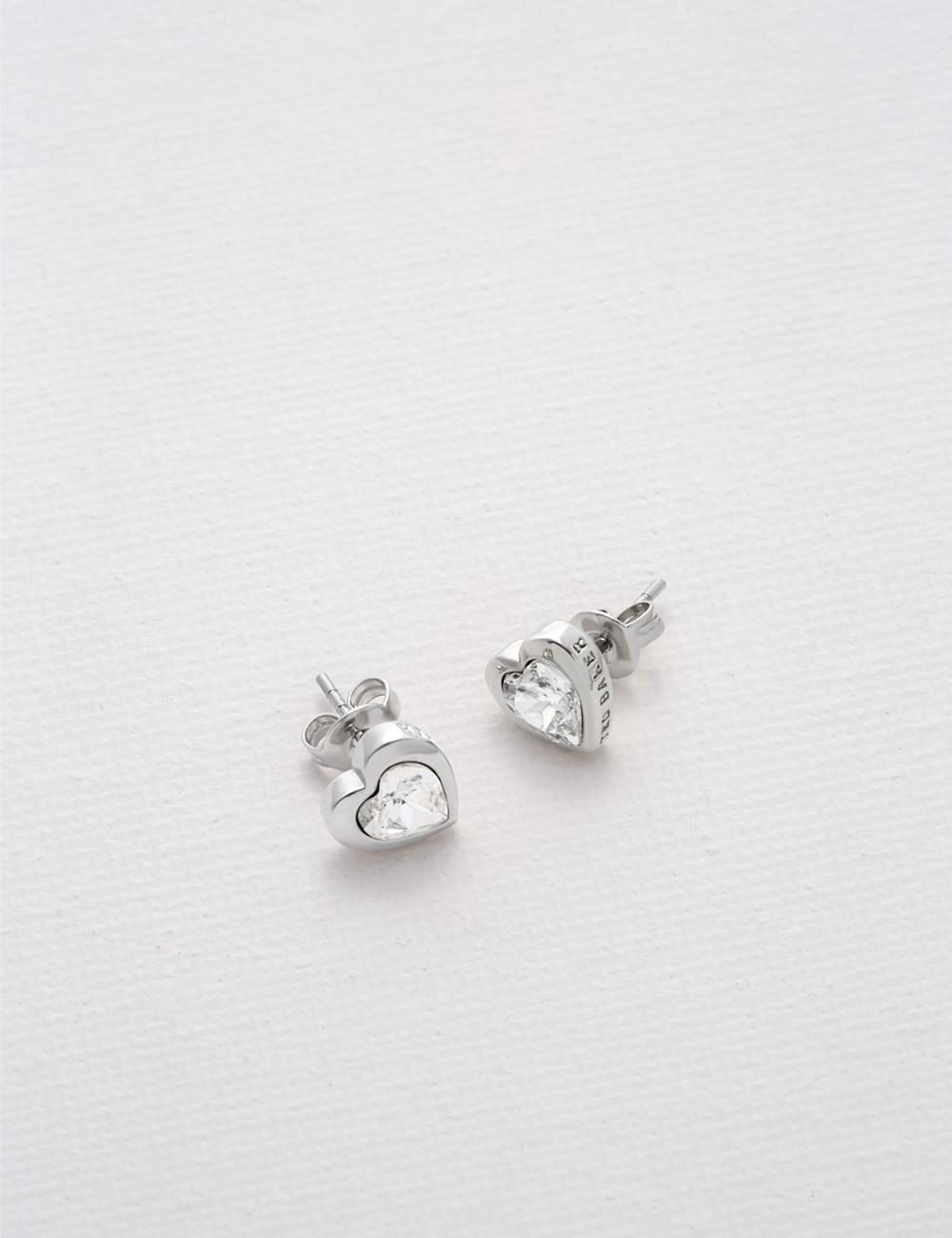 Women Ted Baker HAN - Solitaire Crystal Heart Stud Earrings Silver | ZGVH08715