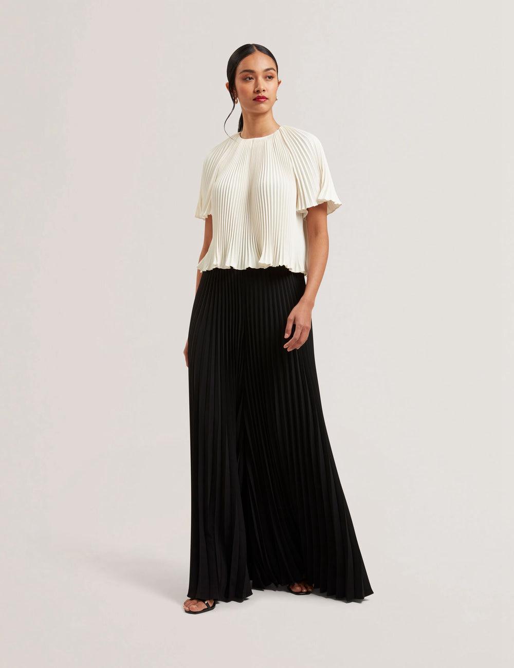 Women Ted Baker HARYX - Pleated Wide Leg Palazzo Trousers Black | HXKG80427