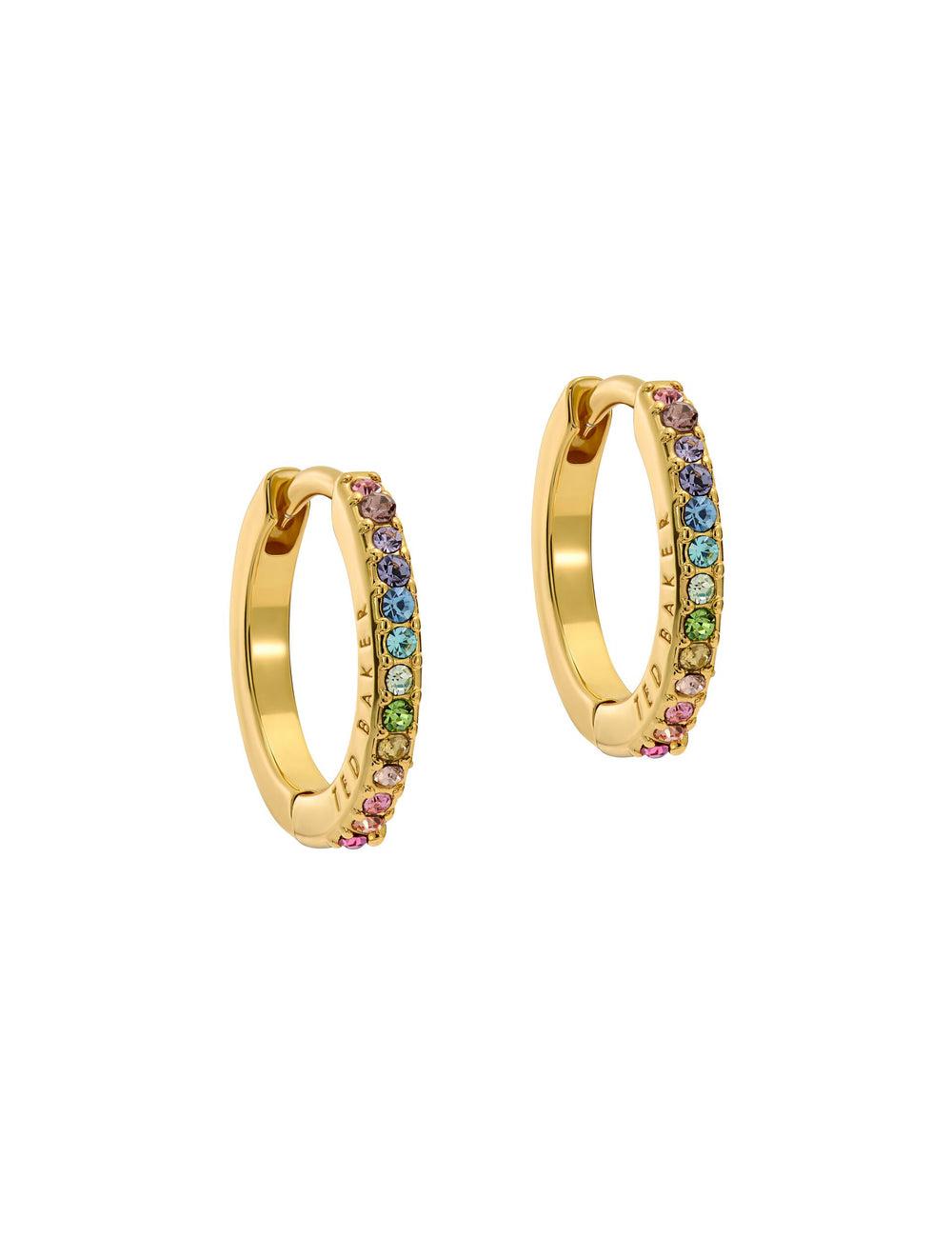 Women Ted Baker HEPLIE - Crystal Huggie Hoop Earrings Multicol | ITQC58236