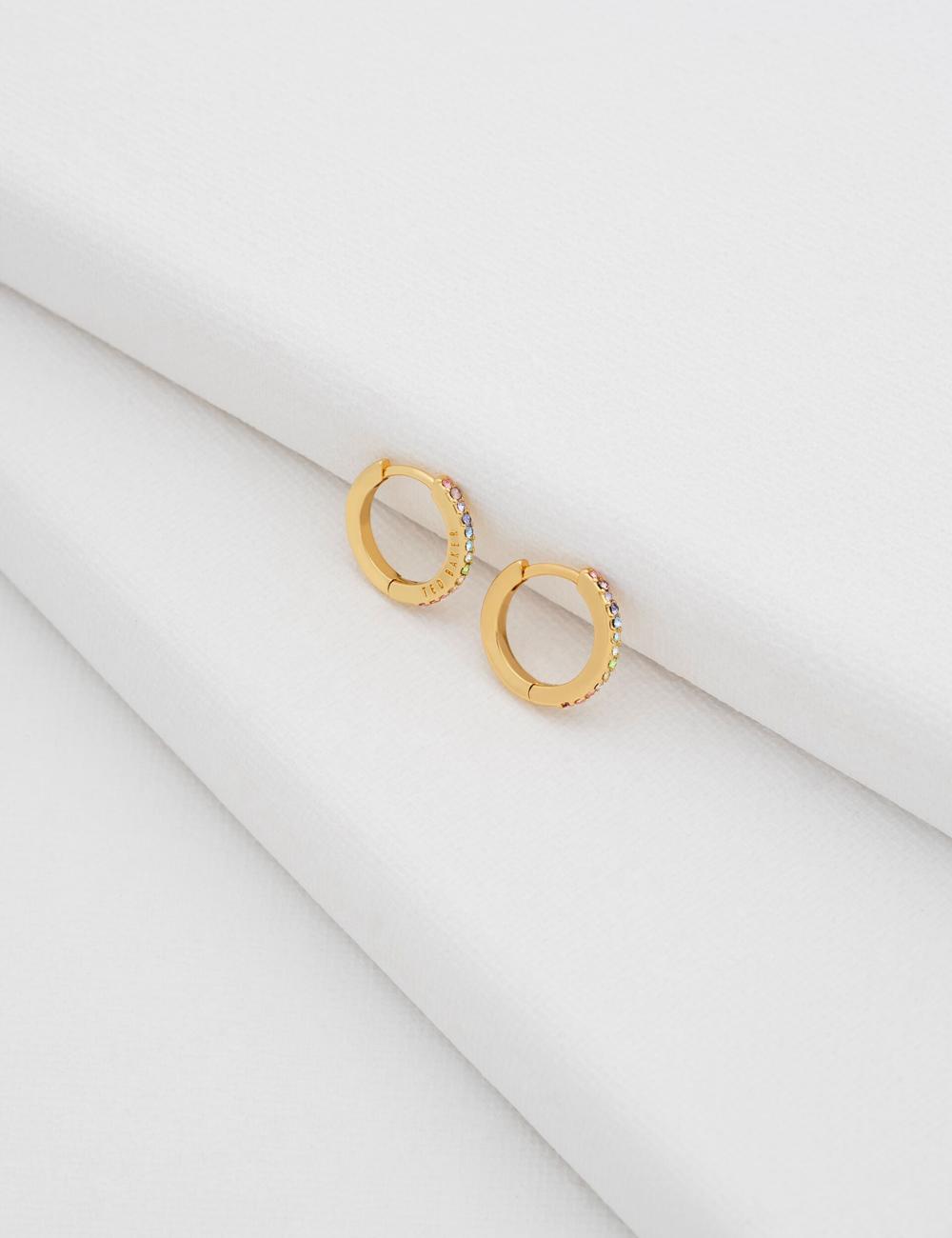 Women Ted Baker HEPLIE - Crystal Huggie Hoop Earrings Multicol | ITQC58236