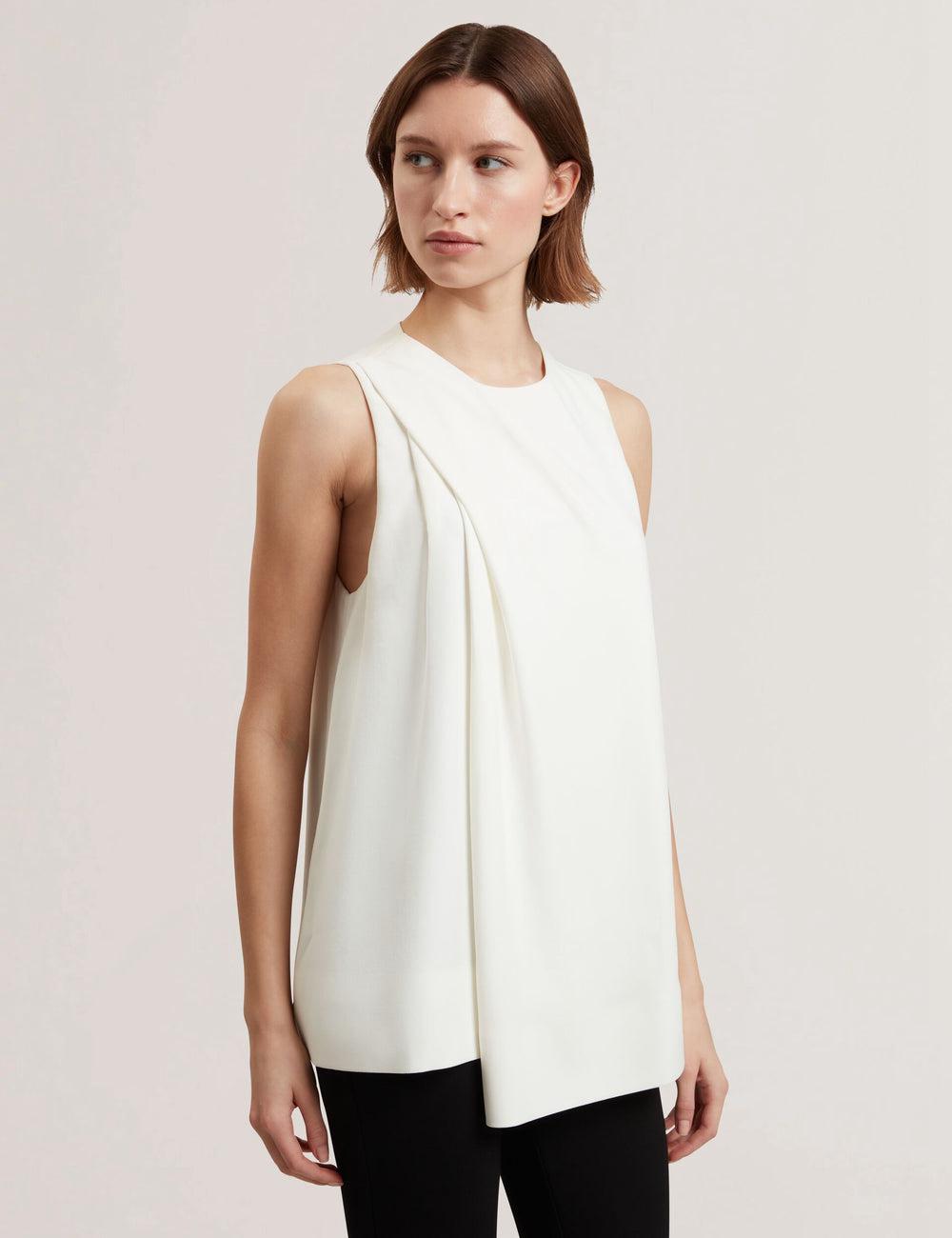 Women Ted Baker ICANA - Draped Front Asymmetric Sleeveless Tops Ivory | IJSU10732