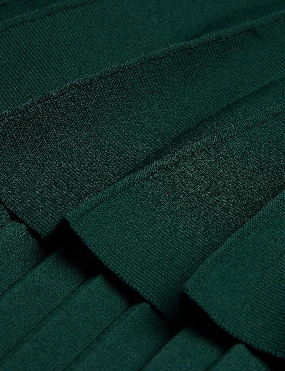 Women Ted Baker IIVANNA - Ribbed Knit Top With Fluted Short Sleeves Jumpers Dk-Green | AXVN21357