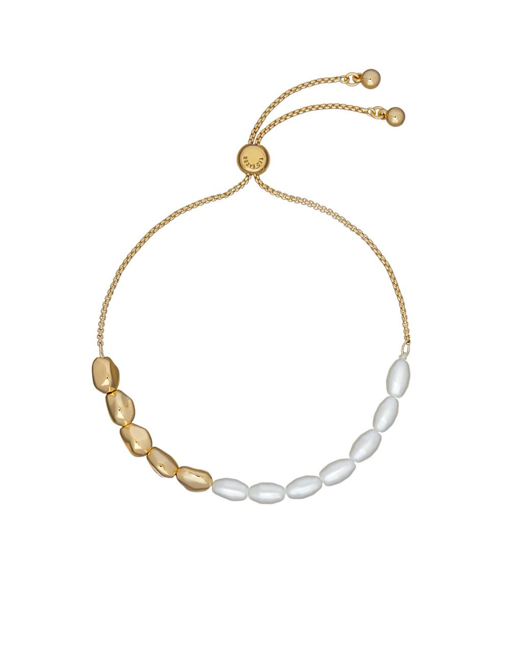 Women Ted Baker INELA - Island Pearl Bead Adjustable Bracelets Gold | YOMF48329