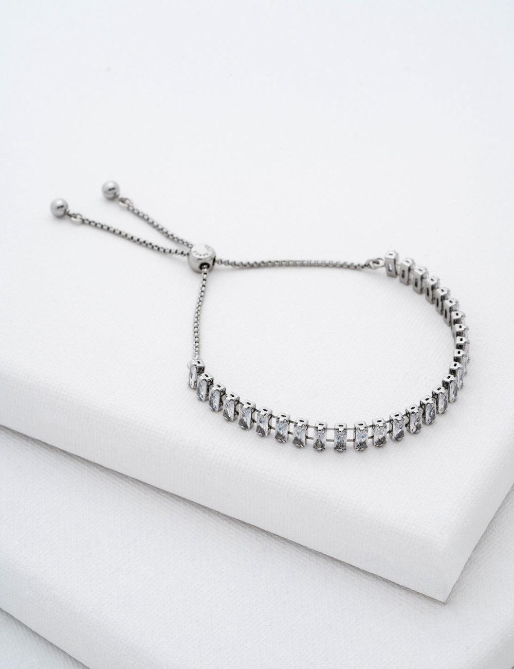 Women Ted Baker ISABELA - Baguette Crystal Adjustable Bracelets Silver | LEMD90156