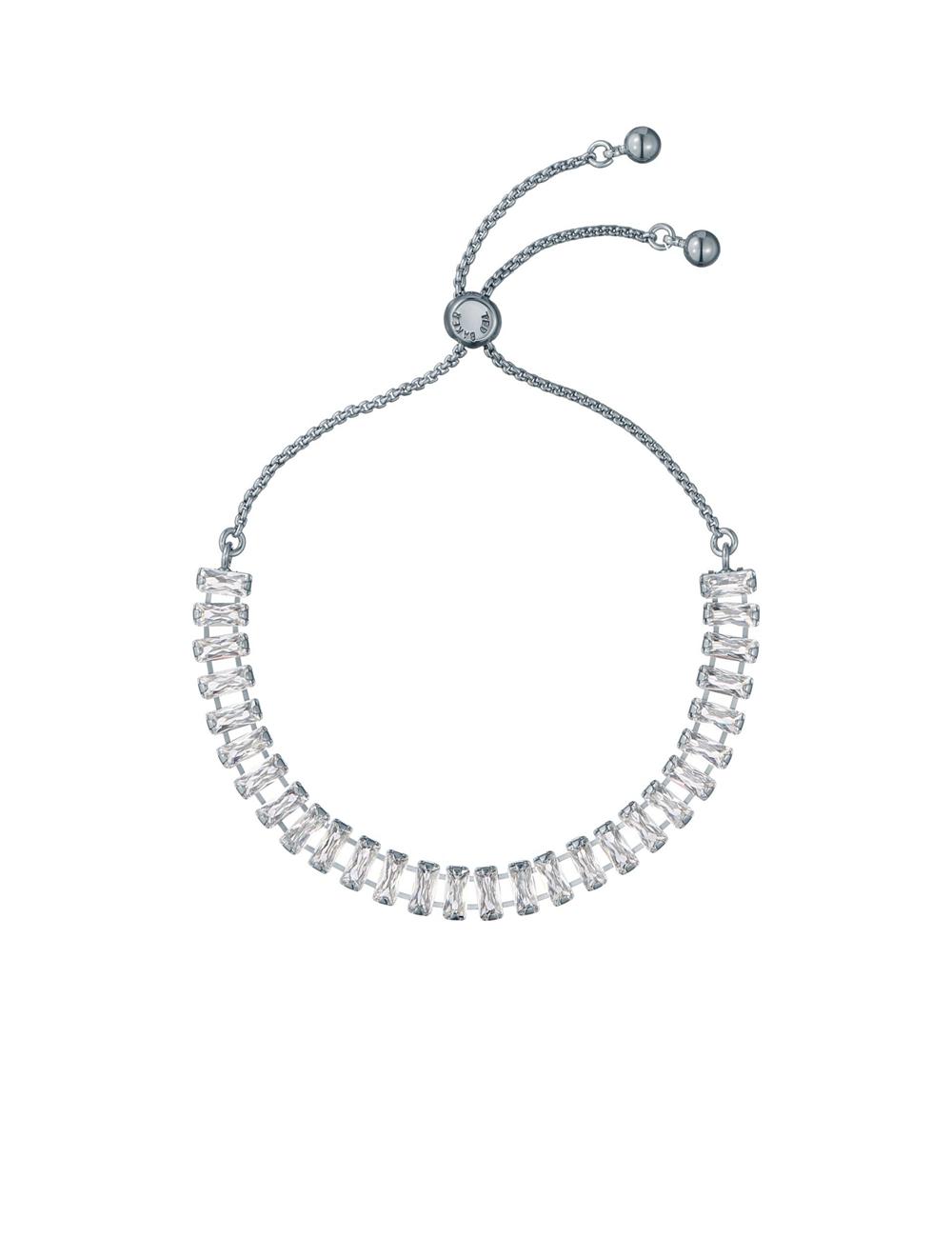 Women Ted Baker ISABELA - Baguette Crystal Adjustable Bracelets Silver | LEMD90156