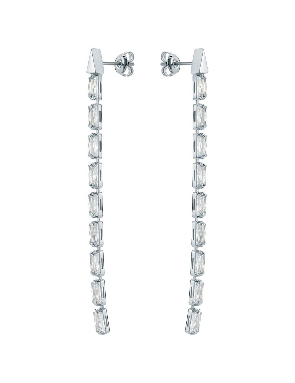 Women Ted Baker ISALIE - Baguette Crystal Long Drop Earrings Silver | GYFJ07953