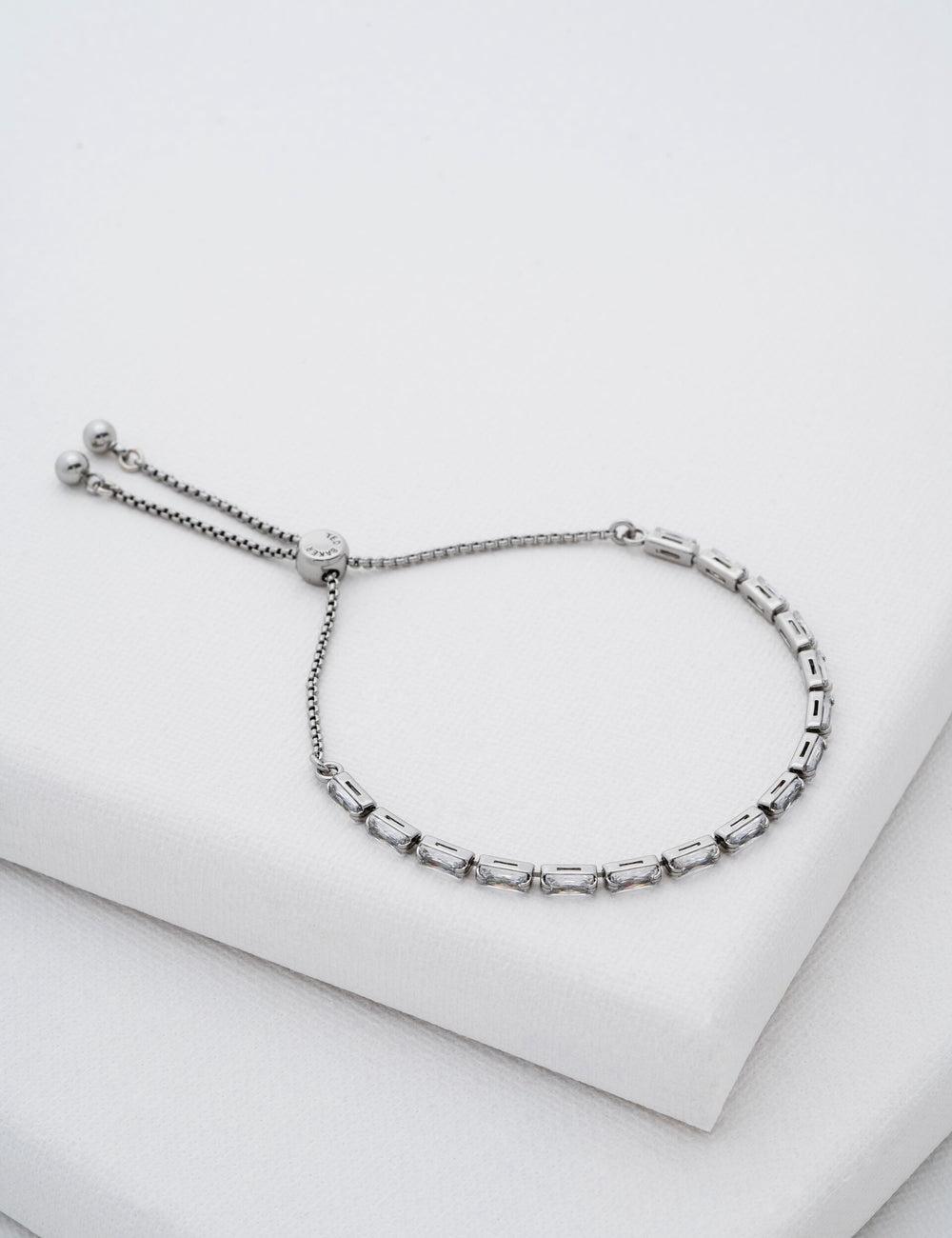Women Ted Baker ISELA - Baguette Crystal Slider Tennis Bracelets Silver | VWEN18460