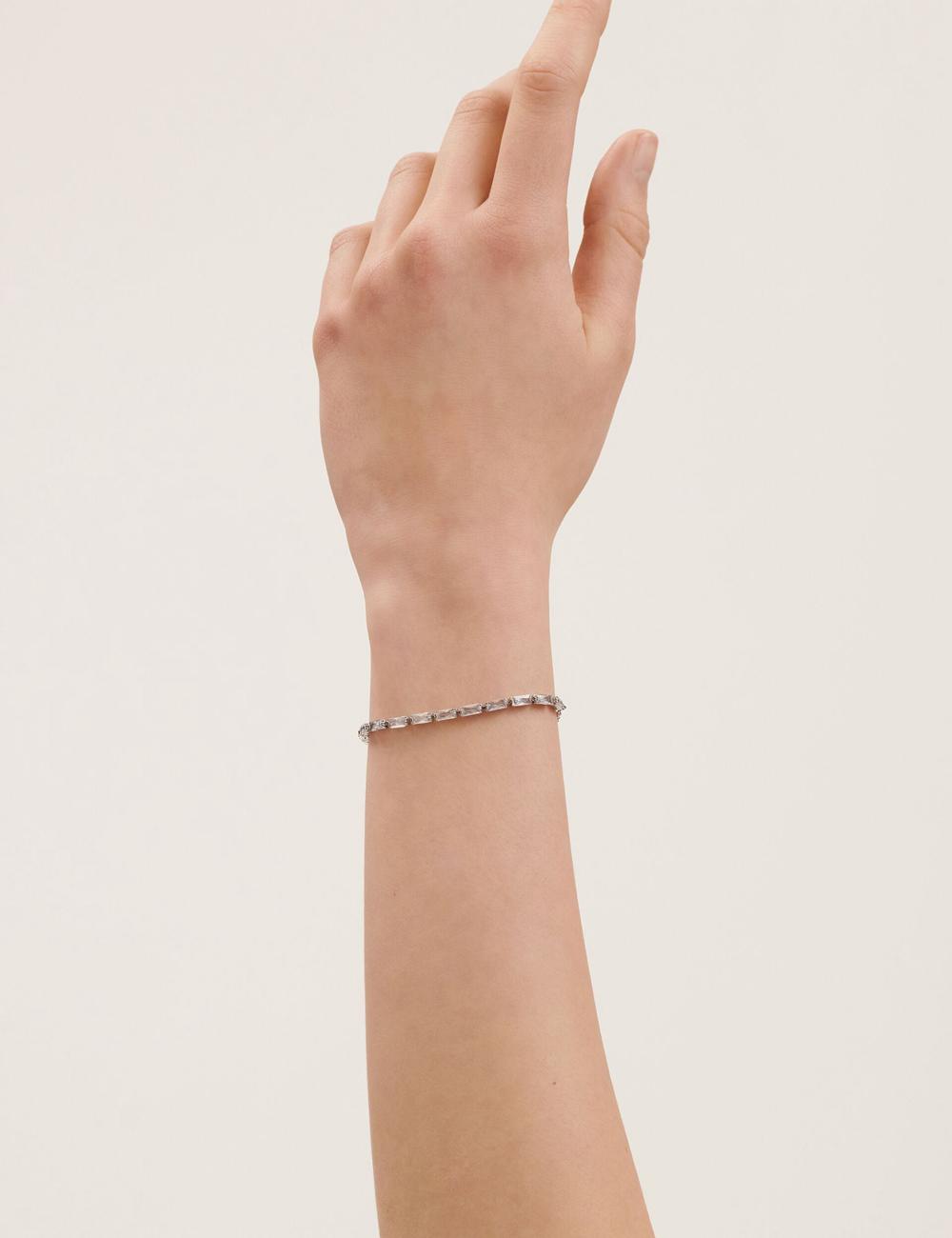 Women Ted Baker ISELA - Baguette Crystal Slider Tennis Bracelets Silver | VWEN18460