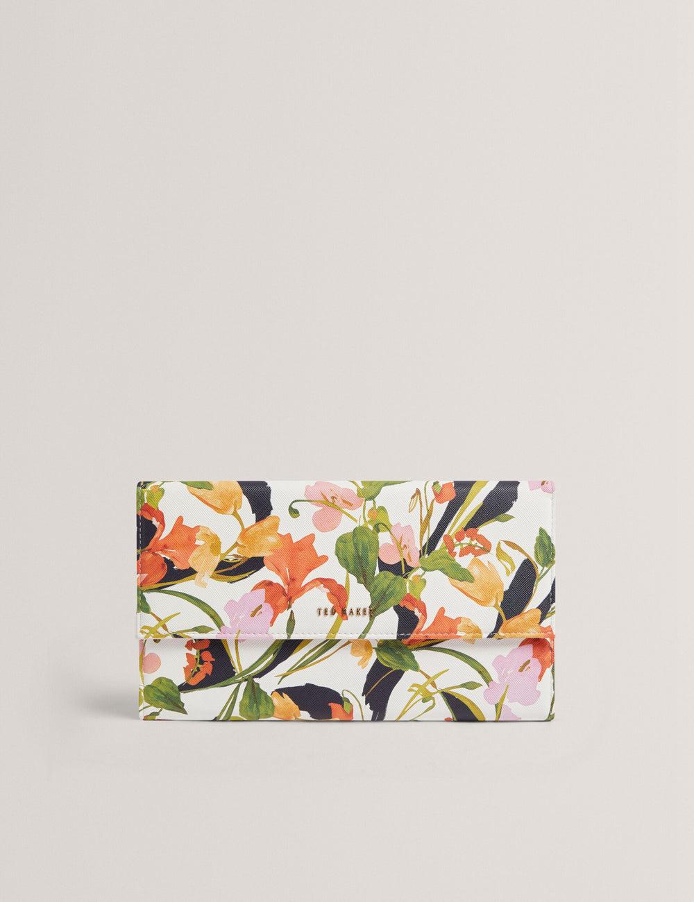 Women Ted Baker JACIIIE - Floral Print Faux Leather Travel Wallets Nat-White | XJKY27905